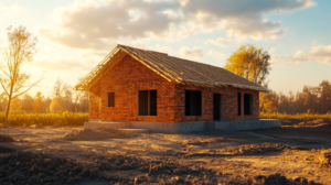 parterowy dom w stanie surowym otwartym