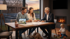 Obraz pokazujący kredyt hipoteczny na budowę domu