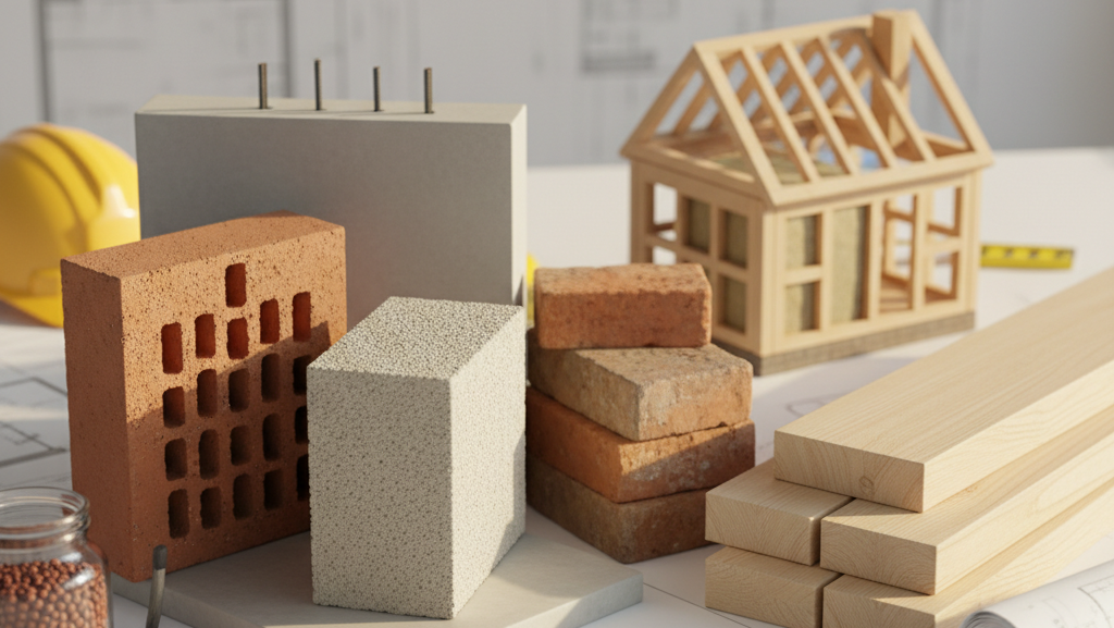 Obraz pokazujący kompozycję różnych materiałów budowlanych