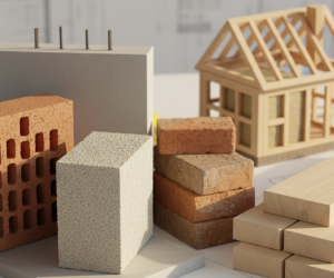 Obraz pokazujący kompozycję różnych materiałów budowlanych