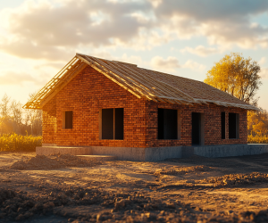 parterowy dom w stanie surowym otwartym